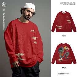 2025 new national fashion long-sleeved sweatshirt for men, loose
