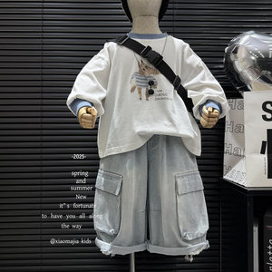 
New style of children's Korean loose casual round neck long-sleeved T-shirt for boys in spring and autumn