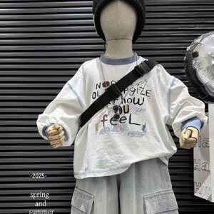 
Korean baby children's clothing 2026 spring and autumn new style boys' handsome and versatile long-sleeved T-shirt pure cotton color-blocking bottoming shirt