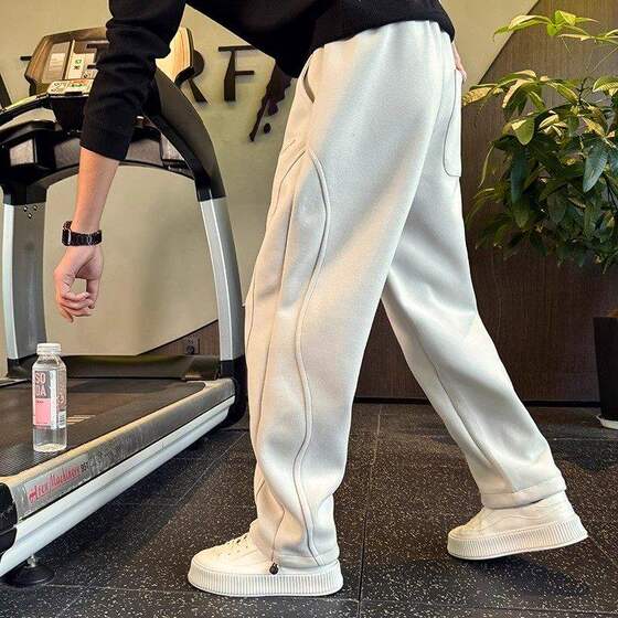 2026 New Trendy Brand Loose Straight Guard Pants Men's Spring and Autumn New Sports Velvet American Casual Long Pants