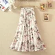 Chiffon floral skirt women's clothing 2024 summer new lace versatile printed large long model long skirt
