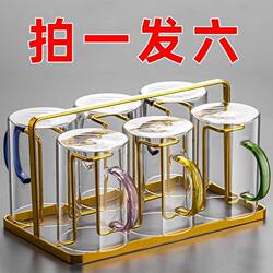 Senkopa Glass Cup with Handle, Tea Cup, Milk Cup, Drinking Cup, Double-Layer Large Capacity, High Temperature Resistant, Suitable for Postpartum Mothers