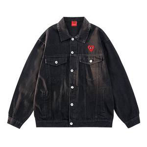 
Charles Peach Heart American retro washing denim jacket men's 2025 new spring and autumn breasted lapel jacket