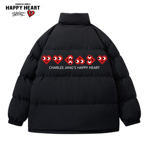 
Charles Heart Fun Love Print Stand Collar Cotton Coat Men's 2026 Winter Thickened Warm Couple Bread Clothes