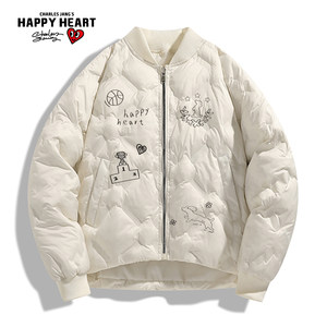 
Charles Heart's Winter New American Retro Baseball Collar Couple's Versatile Textured Casual Cotton Jacket for Men