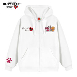 Charles Heart American Pet Dog Paw Print Cardigan Sweater Men's and Women's Spring and Autumn Hooded Lettering Slogan Jacket