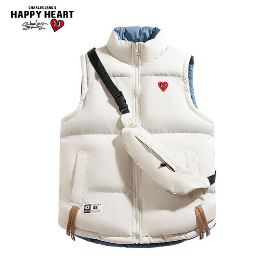 
Charles Heart Reversible Sleeveless Cotton Jacket for Men and Women Winter New Thick Warm Outer Wear Vest Couple Coat
