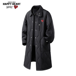 
Charles Taoxin mid-length cotton coat men's winter lapel thickened warm over-the-knee casual cold-proof couple jacket