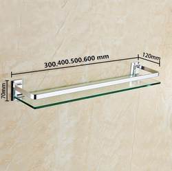 Single-Layer Tempered Glass Shelf for Bathroom, Toilet Storage Rack, Bathroom Washstand, No-Drill Installation, Under-Mirror Shelf for Restroom