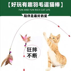 Cat Teaser Wand Toy with Bell and Feathers, Self-Entertainment Boredom Buster, Cat Teasing Gadget, Bite-Resistant Steel Wire Long Rod, Automatic Pet Supplies