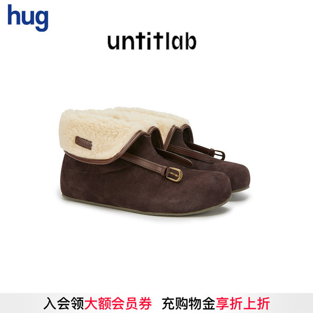 hug 2025 autumn and winter belt buckle decoration warm short cylinder round head casual flip snow boots
