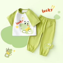 Boys' Summer Short-Sleeved Suit, Thin Style, Girls' Summer Long Pants, Pure Cotton Suit, Baby Clothes, Baby 2026 New Style