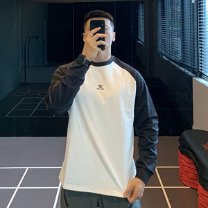 IRONTRAP American contrast sports t-shirt men's training fitness suit quick-drying long sleeve breathable base shirt autumn and winter