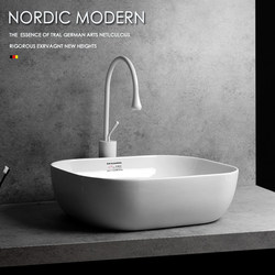 Nordic Square Countertop Washbasin, Simple Household Ceramic Washbasin, Bathroom Balcony Washbasin