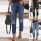 
Source source Amazon wish independent station women's slim solid color white ripped straight jeans for women