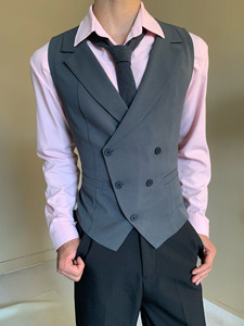 Retro elegant gentleman style slim waist suit vest men and women neutral style British palace vest horse clip tide