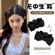 Black Elf Ear Bow Scratch Girl Hairpin Front Princess Head Bangs Shark Clip Headdress Hair Accessories