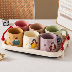 Ceramic Mug for Home Use, 2025 New Model, High Aesthetic Coffee Cup, Family-Friendly, Personal Use Tray, Creative Design