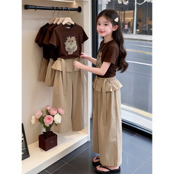 Girls' Outfit 2026 New Trendy Popular Children's Korean Style Clothing for Girls, Big Kids, Thin Short-Sleeved Clothes