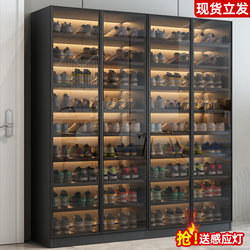 Glass Door Shoe Cabinet for Home Entrance, Light Luxury Multi-Layer Large Capacity Storage Cabinet, Modern Minimalist Entryway Cabinet