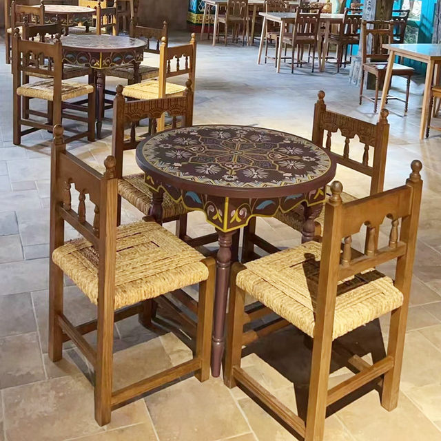 Arabic handmade solid wood carved coffee table round table retro ...