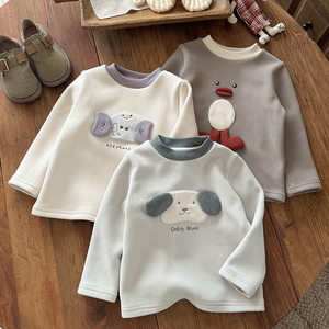 
Baby clothes, all-match bottoming shirt in winter, new Korean style boys, stylish cartoon inner wear, long-sleeved T-shirt tops, category a
