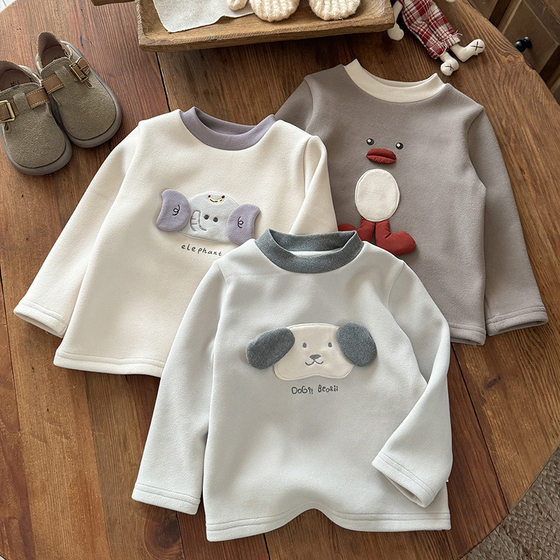 
Baby clothes, all-match bottoming shirt in winter, new Korean style boys, stylish cartoon inner wear, long-sleeved T-shirt tops, category a