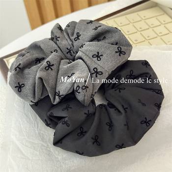 2025 new polka dot bow love hair rope retro large intestine hair ring head rope bun scalp band temperament head flower
