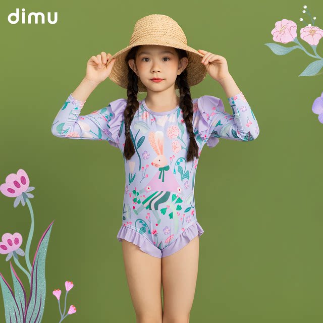 Dimu Girls Swimwear 2024 Summer New Style National Fashion Print ...