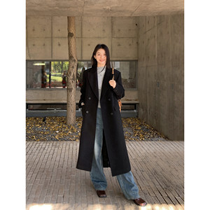 Pusumede black medium -long hair coat female autumn and winter thick high -level high -level high -end cotton coat
