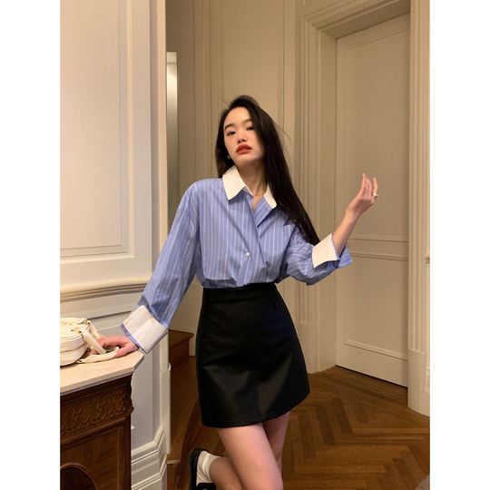 dress shirt in korean Men's Youth Korean Fashion Ribbon Bow Tie Long Sleeves Casual Dress Shirt Tops