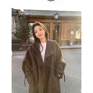 pusumede style travel song 100% wool double-sided woolen coat for women loose temperament mid-length woolen coat