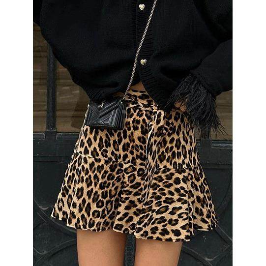 Leopard Polyester A Placing Tongtong Dress Skirt 2025 European and American Spring Fashion Casual Short Skirt Customization