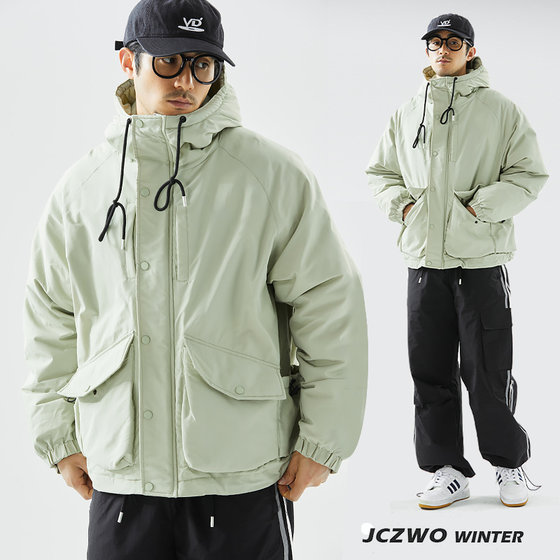 
Coldproof thickened cotton jacket for boys style winter American fashion brand couples cotton jacket for girls bread jacket hooded cotton jacket