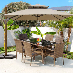 Outdoor Table and Chair Set, Three-Piece Rattan Chair Set, Courtyard Open-Air Balcony, Outdoor Garden Terrace, Wrought Iron Leisure Rattan Chair