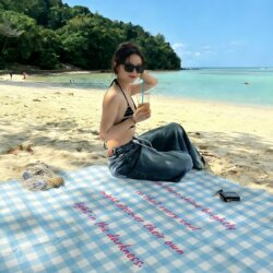 Outdoor Camping French-Style Seaside Beach Mat Blue Picnic Cloth Beach Blanket Beach Cloth Picnic Mat Photo Props