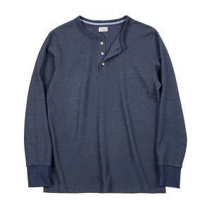 
Maden workwear American retro waffle knitted Henry shirt slim Ami Kaji solid color long-sleeved T-shirt men's spring