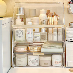 High-End Cosmetics Storage Box, Dressing Table Skin Care Product Storage Rack, Acrylic Organizing Box, Desktop Dust-Proof Makeup Box