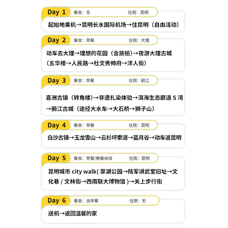 云南旅游6人纯玩高端小团昆明大理丽江年轻人Citywalk品质纯玩团