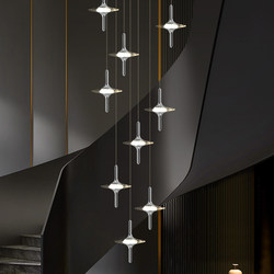 2026 New Model Star Villa Staircase Chandelier Designer Crystal Full Spectrum High-End Loft Duplex Long Chandelier