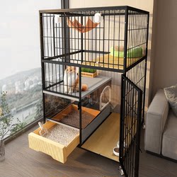 Cat Cage with Integrated Toilet and Litter Box, Cat Villa, Home Cat House with One Bedroom, One Living Room, One Bathroom, Indoor Cat Cage