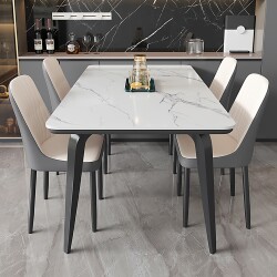 New Model of Slate Dining Table and Chair Set for Home Use, Suitable for Small Living Rooms, Rectangular Shape, 2026 New Modern Minimalist Dining Table