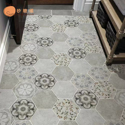 French Bathroom Tiles Hexagonal Tiles Small Flower Tiles Floor Tiles Bathroom Balcony Kitchen Wall Tiles Retro Cement Tiles Art