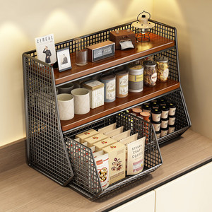 
High-looking desktop storage rack pull-out mid-century style kitchen table countertop storage rack table snack storage cabinet