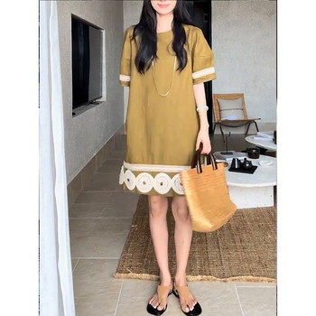 
Gentle temperament slim and high-end splicing dress