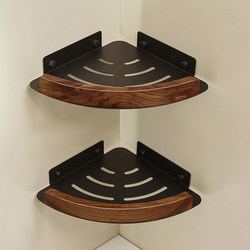 Walnut Bathroom Shelf Storage Rack for Bathroom, Toilet, Shower, Washroom, No-Drill Corner Storage Tripod