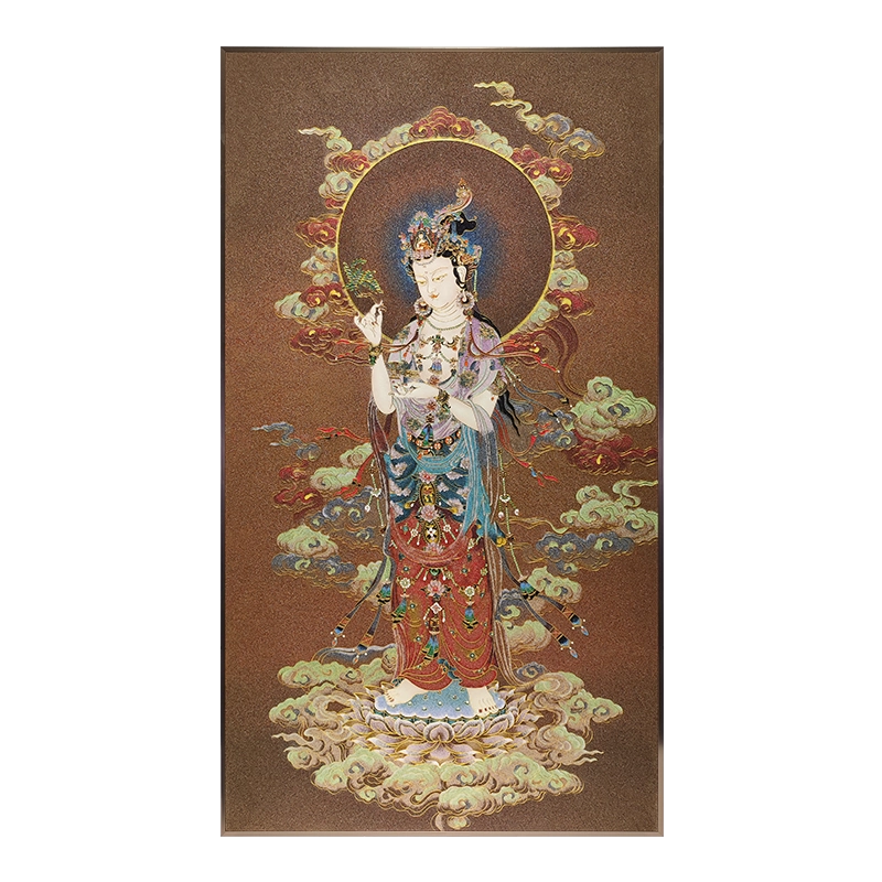 珐琅彩装饰画 西藏纯手工掐丝珐琅彩佛堂唐卡装饰画观音菩萨办公室