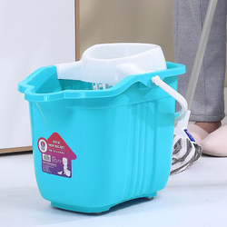 Mop Bucket, Household Thickened Plastic Squeeze Water Bucket, Rotating Hand-Pressed Water Wringer, Single Bucket with Wheels, Large Capacity, Large Size