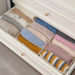 Clothing Storage Box for Wardrobe, Foldable Compartmentalized Fabric Organizer for Underwear, Jeans, Sweaters, Drawer Organizer