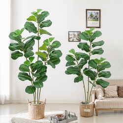 Nordic Artificial Plant Ficus Lyrata Large Bionic Fake Green Plant Potted Indoor Living Room Shopping Mall Opening Floor-Standing Potted Plant